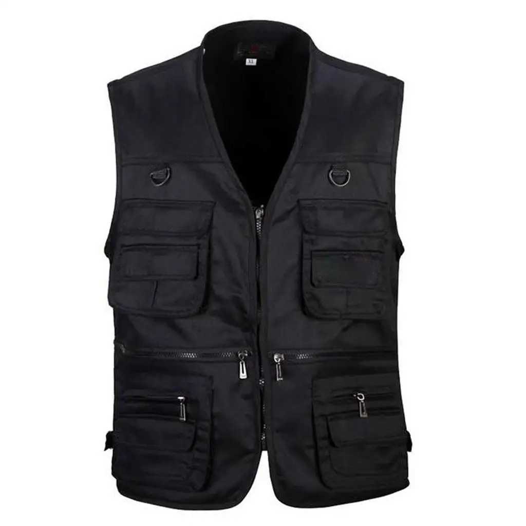 Mens Multi Pocket Zip Vest Hunting Fly Fishing Travel Summer Autumn Outdoor Sport Quick-Dry Waistcoat Jacket XL/XXL/XXXL X250403