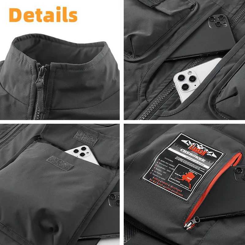 12 Pockets Mens Utility Outdoor Vest Breathable Waterproof Techwear US Tactical Work Sleeveless Jacket Hiking Fishing Cargo Vest X250403