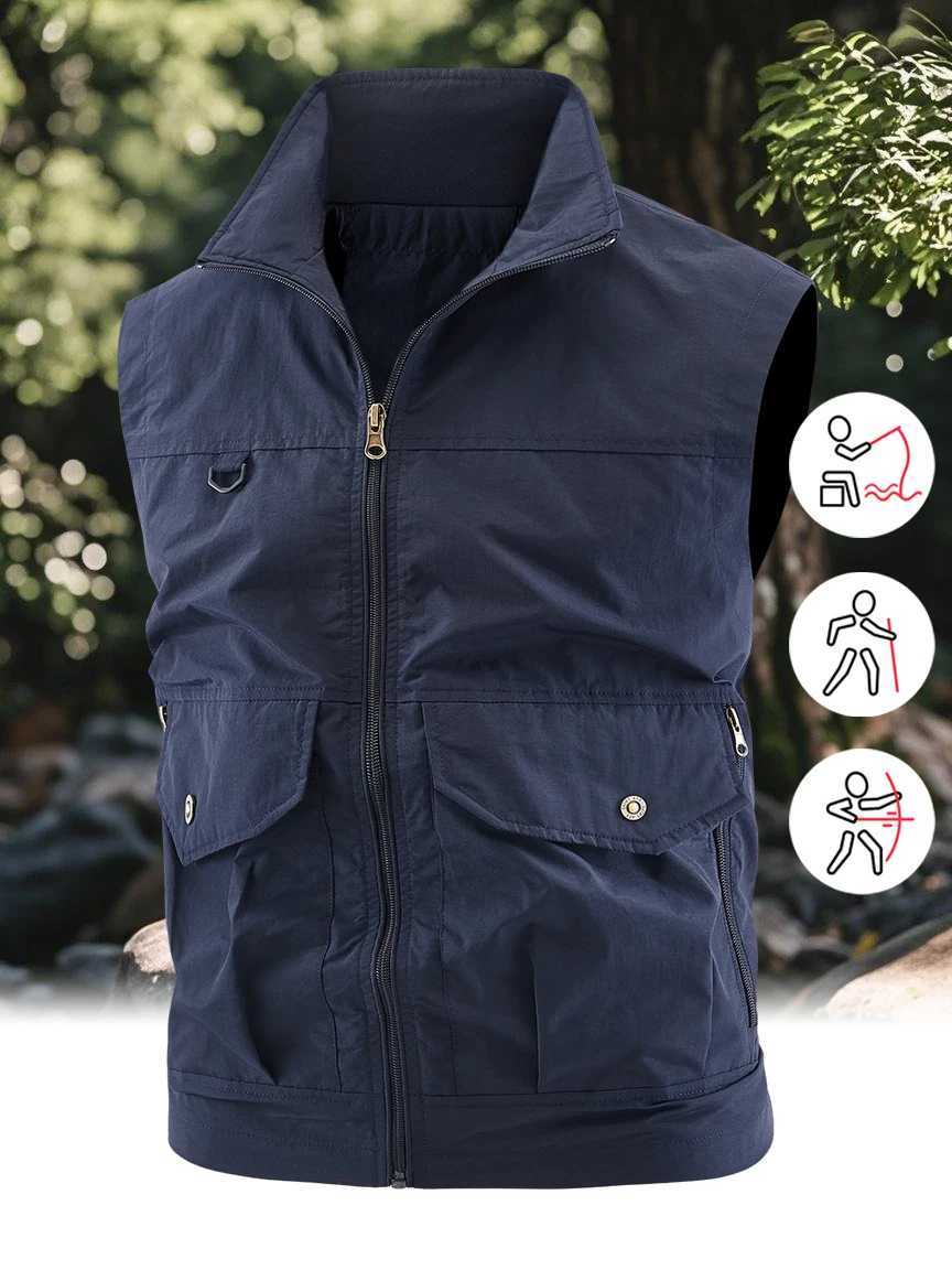 Mens Fishing Vest Travel Vest with Pockets Outdoor Work Photo Cargo Fly Summer Vest Hiking Camping Jacket Mesh Breathable M-6XL X250403