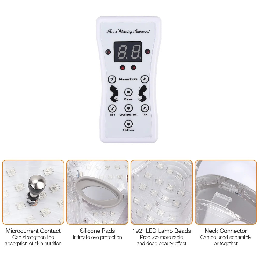 7 Colors Light LED Face Neck Beauty Mask Pon Red Light Facial Skin Care Aging Rejuvenation Brighten Skin Care Tool 251030