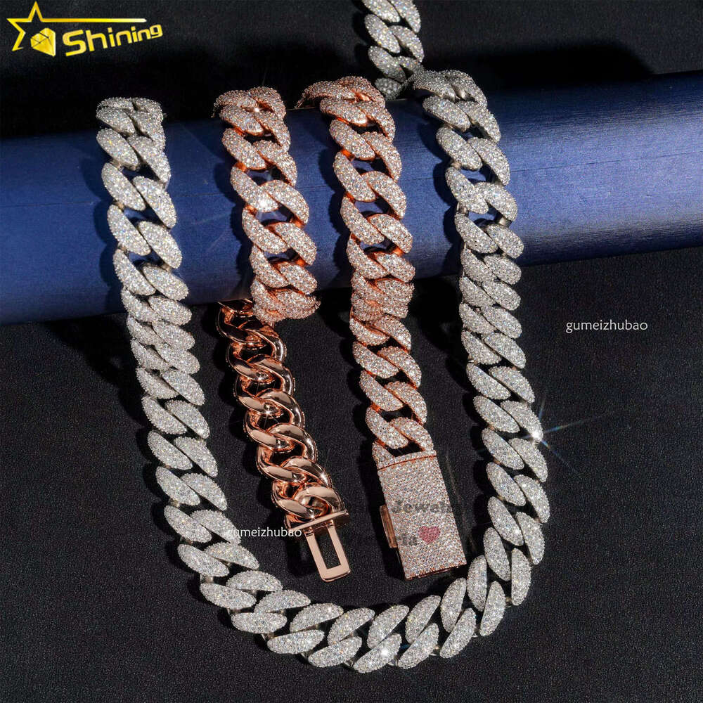 Wholesale Price Custom Hip Hop Jewelry S Sterg Sier d Color Vvs Moissanite 18mm Cuban k Chain