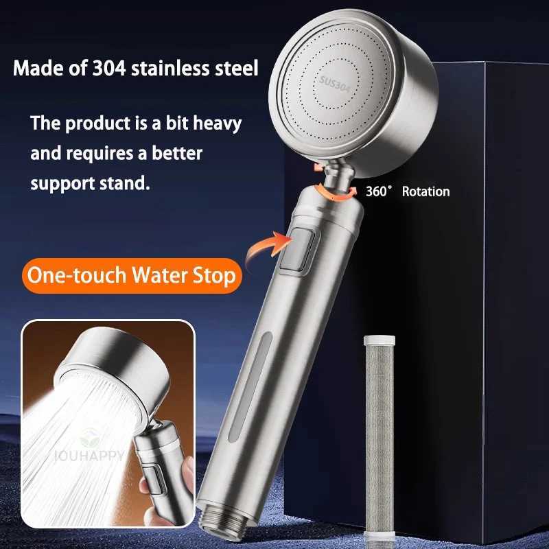 Portable Shower High Pressure Stainless Steel Water Saving Handheld Shower s Large Flow He Bathro Accessories Y251103