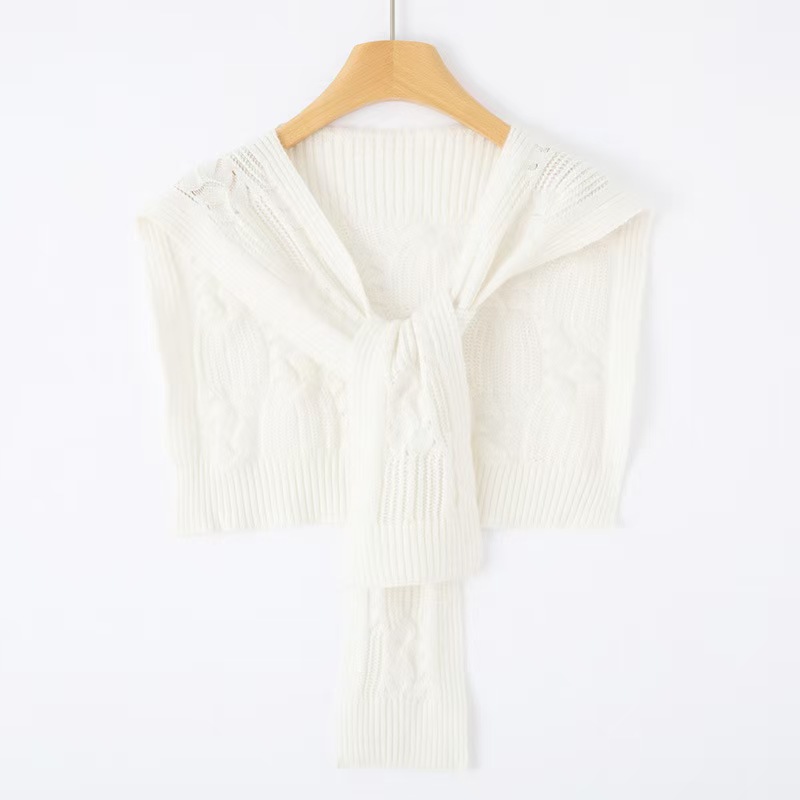 K290 Imitation wool knitted shawl for women spring and autumn thickened twisted flower fashionable shoulder guard waistcoat outer scarf small cape top