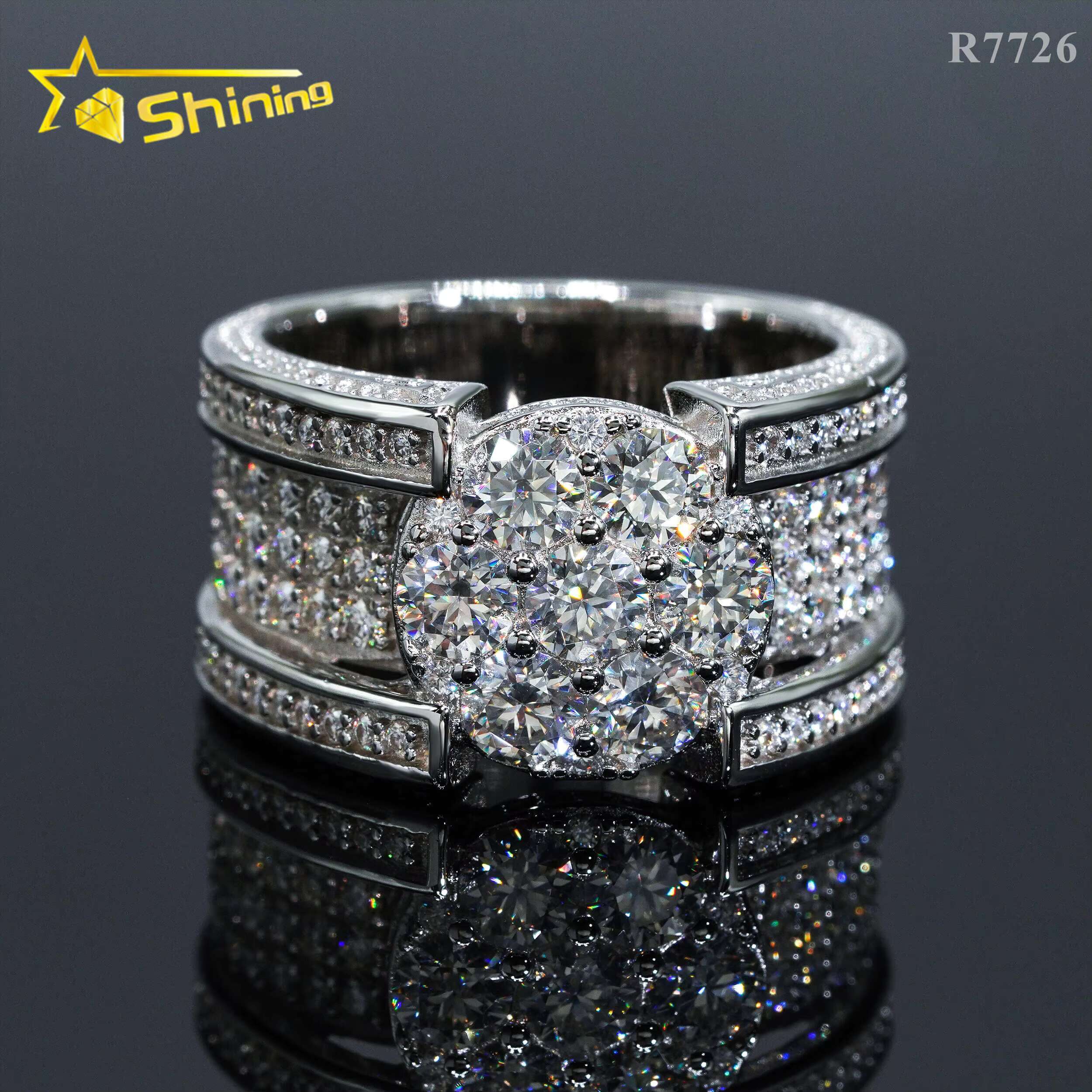 Hip Hop Jewelry Hip Hop Men Ring 925 Silver Iced Out Moissanite Ring Pass Diamond Tester Diamond Ring Moissanite Men