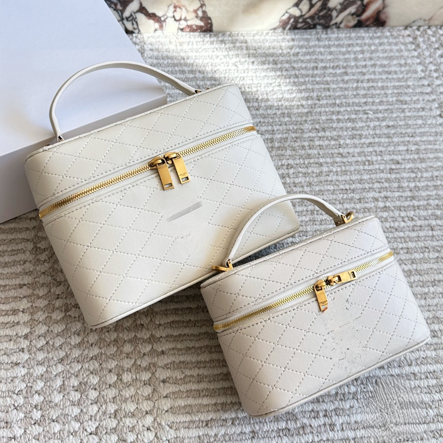 New genuine leather diamond-shaped box bag, hand-held, shoulder, crossbody women's bag, mini cosmetic bag