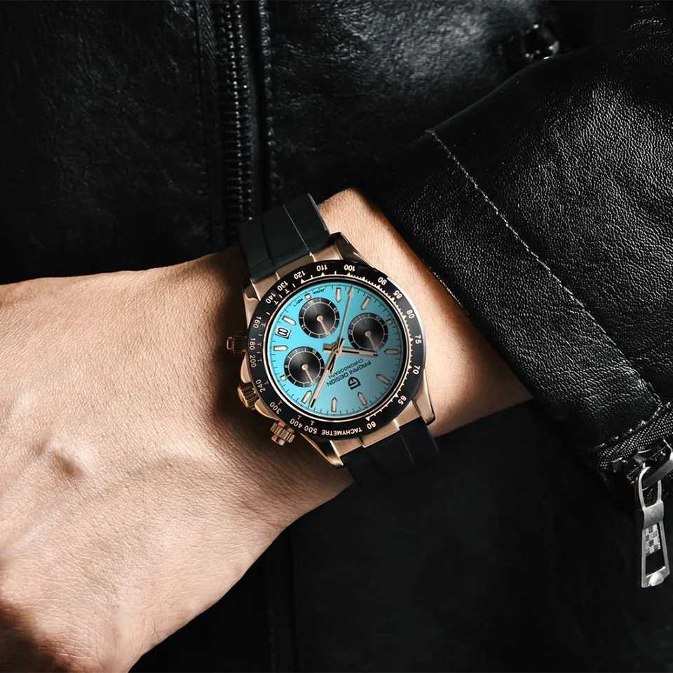 PAGANI DESIGN 40MM V2 Sky Blue Dial Classics Men Quartz Watches Sapphire Retro Chronograph Stainless Steel Waterproof Watch MenW251104