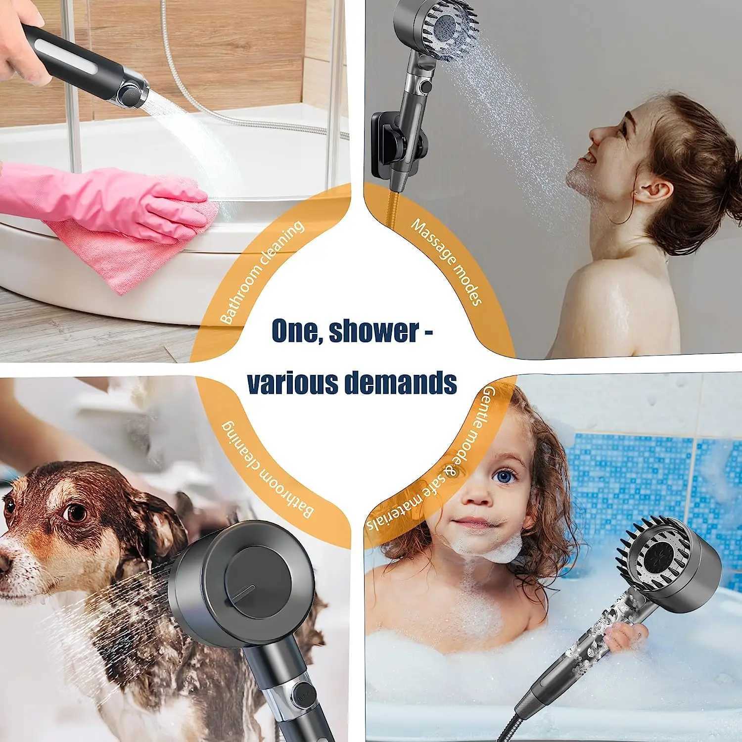 High Pressure Massage Shower Portable Filter Rainfall Faucet Tap Bathro Bath 3 Modes Shower Innovative Accessories Y251103