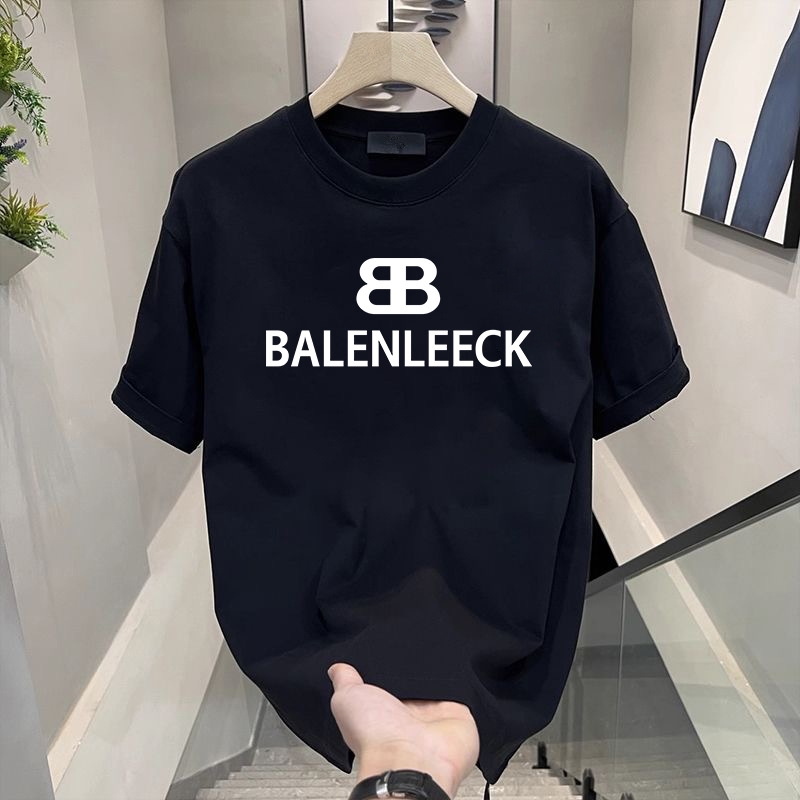 Designer new short sleeve cotton summer new men's printed T-shirt Trend round neck T-shirt men black white plus size