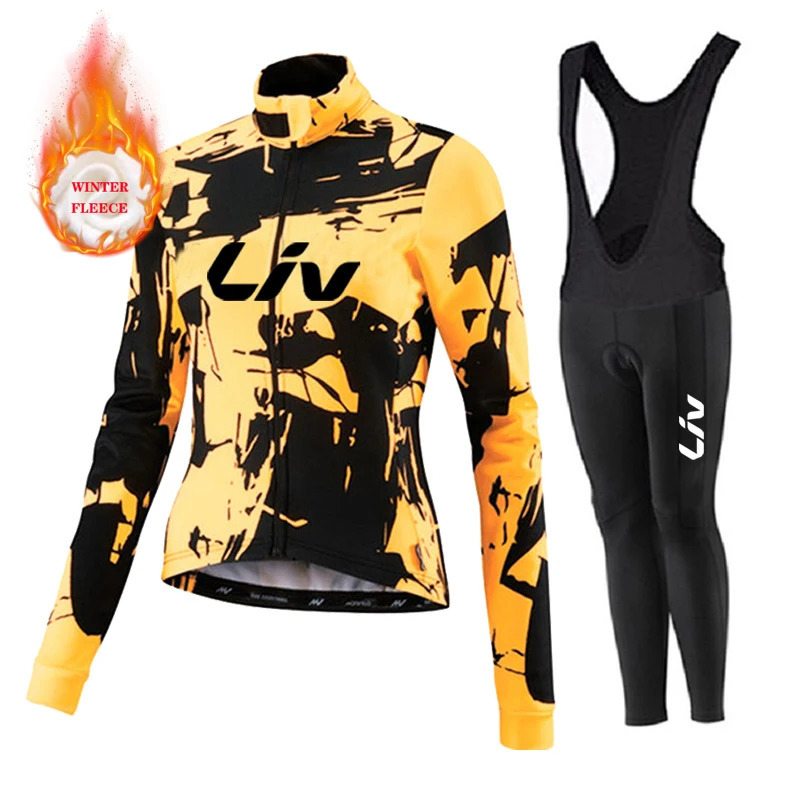 Liv Women Team Winter Fleece Long Sleeve Cycling Jersey Set Mountian Bicycle Clothes Wear Ropa Ciclismo Racing Bike Jersey Suit 251103