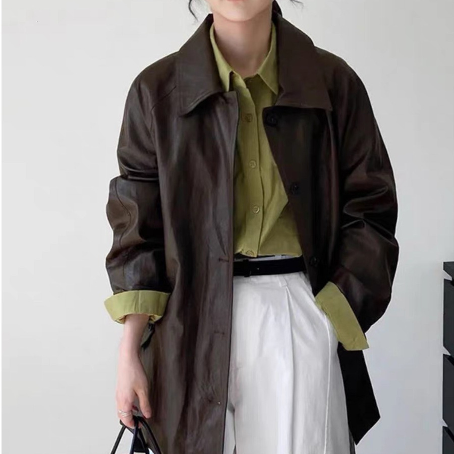Brown Leather Jacket for Women 2025 New Style Trendy Jacket for Petite Women Early Spring Super Stylish 241125