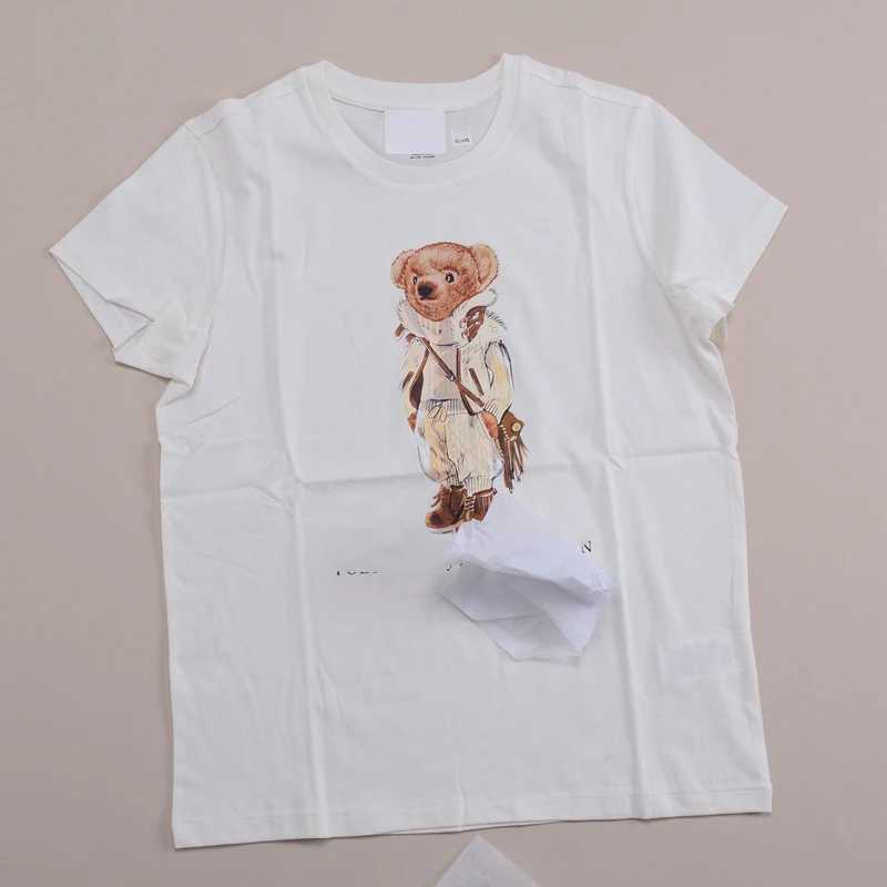 2025 Summer New Mens High Luxury Cartoon Bear Print Short-sleeved T-shirt Men and Women The Same Loose Cotton Shirt X250403