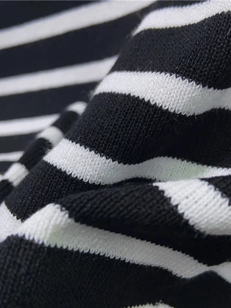 2025 Summer Spring Striped Vest Womens Sleeveless Knitted Tshirt Crop Top Elastic Ultra Thin Casual Zipper 250403e