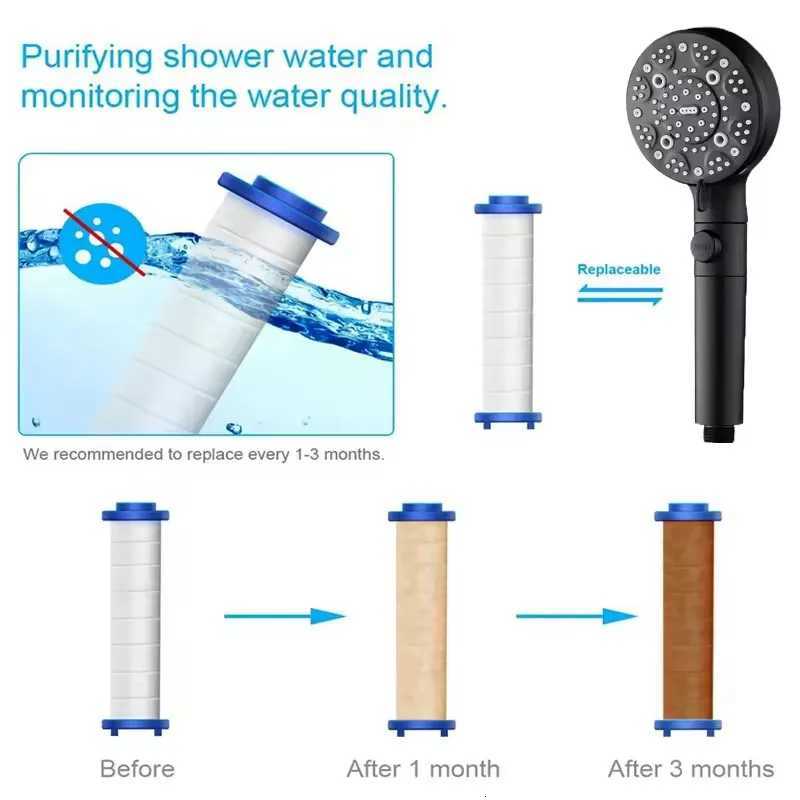Filter 9 Modes Adjustable Shower High Pressure Shower with Hose Water Saving OneKey Stop Spray Nozzle Bathro Accessories Y251103