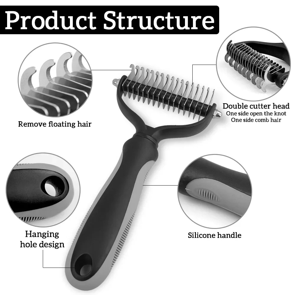 Long and Short Hair Pet Grooming Brush Effective Debris Remover for Furry Pets - view 3