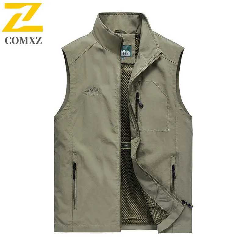 Spring and Autumn 6xl Vest Mens Techwear Zipper Pocket Sleeveless Work Jacket Reporter Director Photography Windproof Waistcoat X250403
