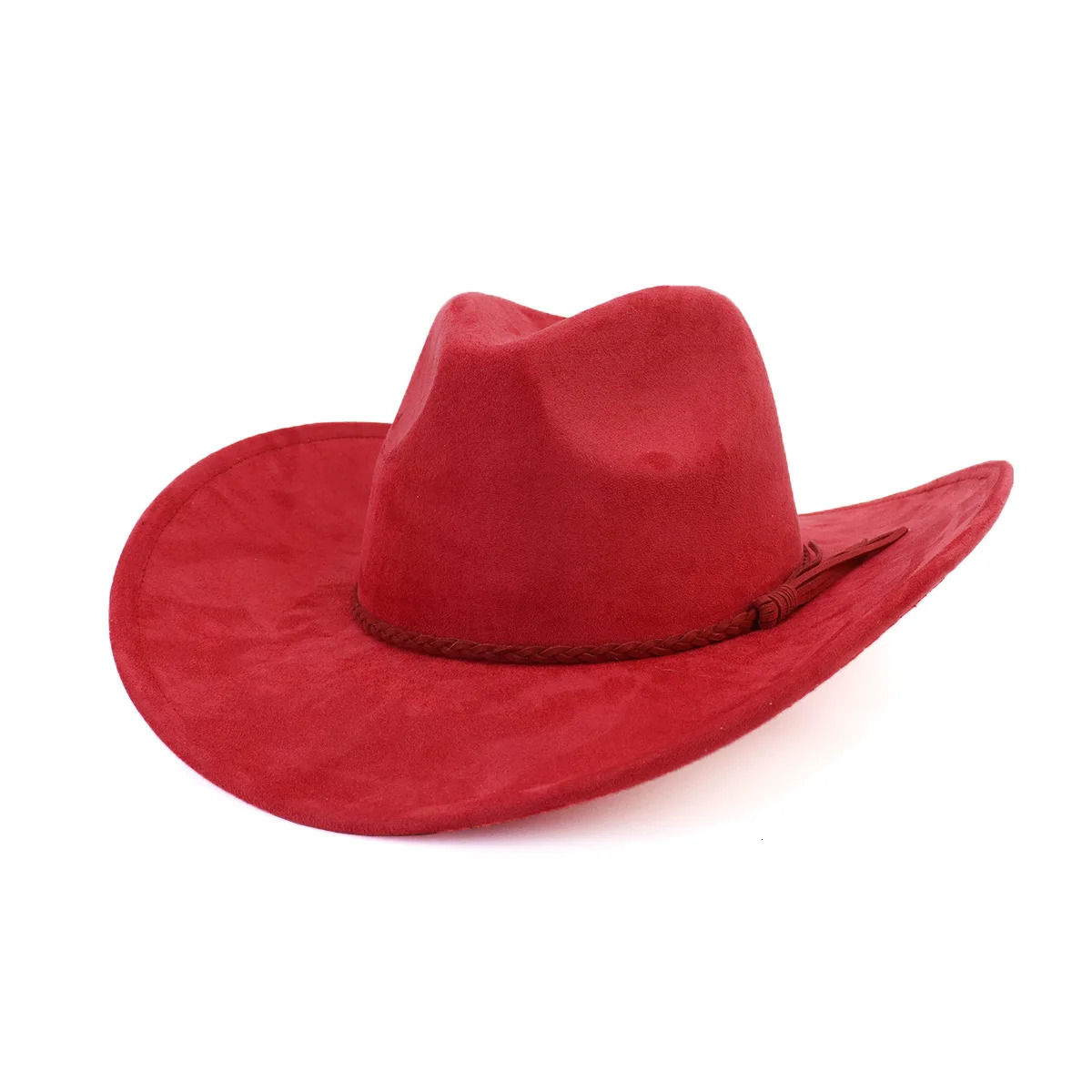 Vegan suede cowboy hat jazz panama unisex womens wide brim 251031