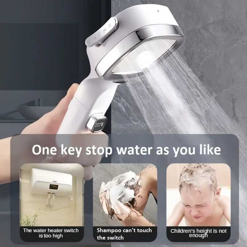 4 Modes High Pressure Shower s Water Saving Shower Adjustable One-Key Stop Water Massage Sprayer Bathro Accessories Y251103
