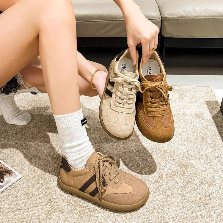 designer shoes new Women's trendy vintage German training shoes breathable flat sole style for spring sporty casual and all-match leather upper s