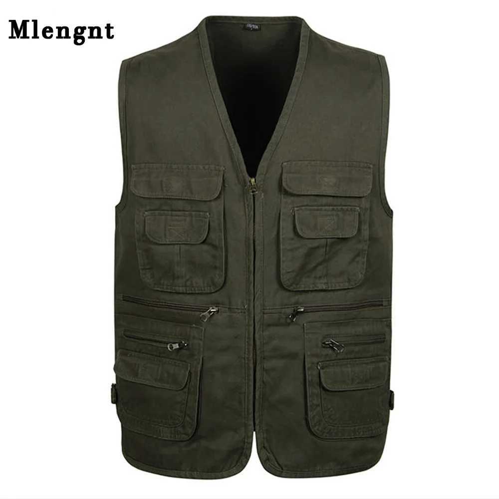 5XL Cotton Fabric Vest with Many Pockets for Men Spring Summer Casual Tool 6 Color Sleeveless Jacket Male Multi Pocket Waistcoat X250403