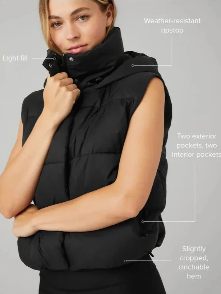 Black Winter Waistcoat Women Standup Collar Sleeveless Jacket Womens Autumn Casual Loose Thicken Warm Vests Jackets 251103