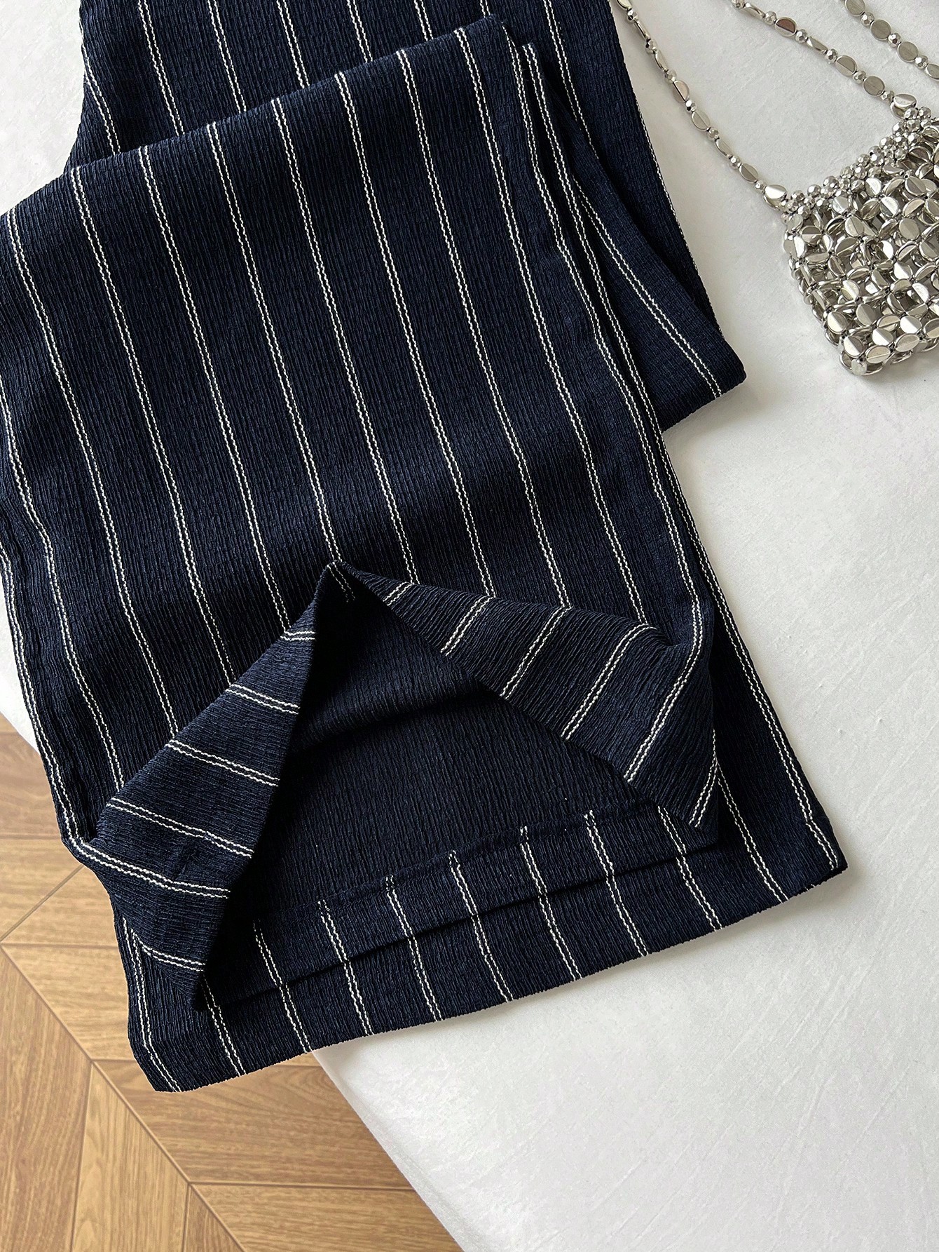 Elegant Apricot-Hued Longline Denim Inspired Harem Shorts by Retro-Inspired Fashion---110