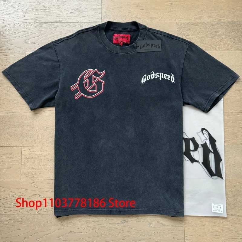 New GOD SPEED T-shirt Europe America Pop Fashion Print Streetwear Crewneck Short Sleeve Unisex Casual Godspeed Tops Real Photo X250403
