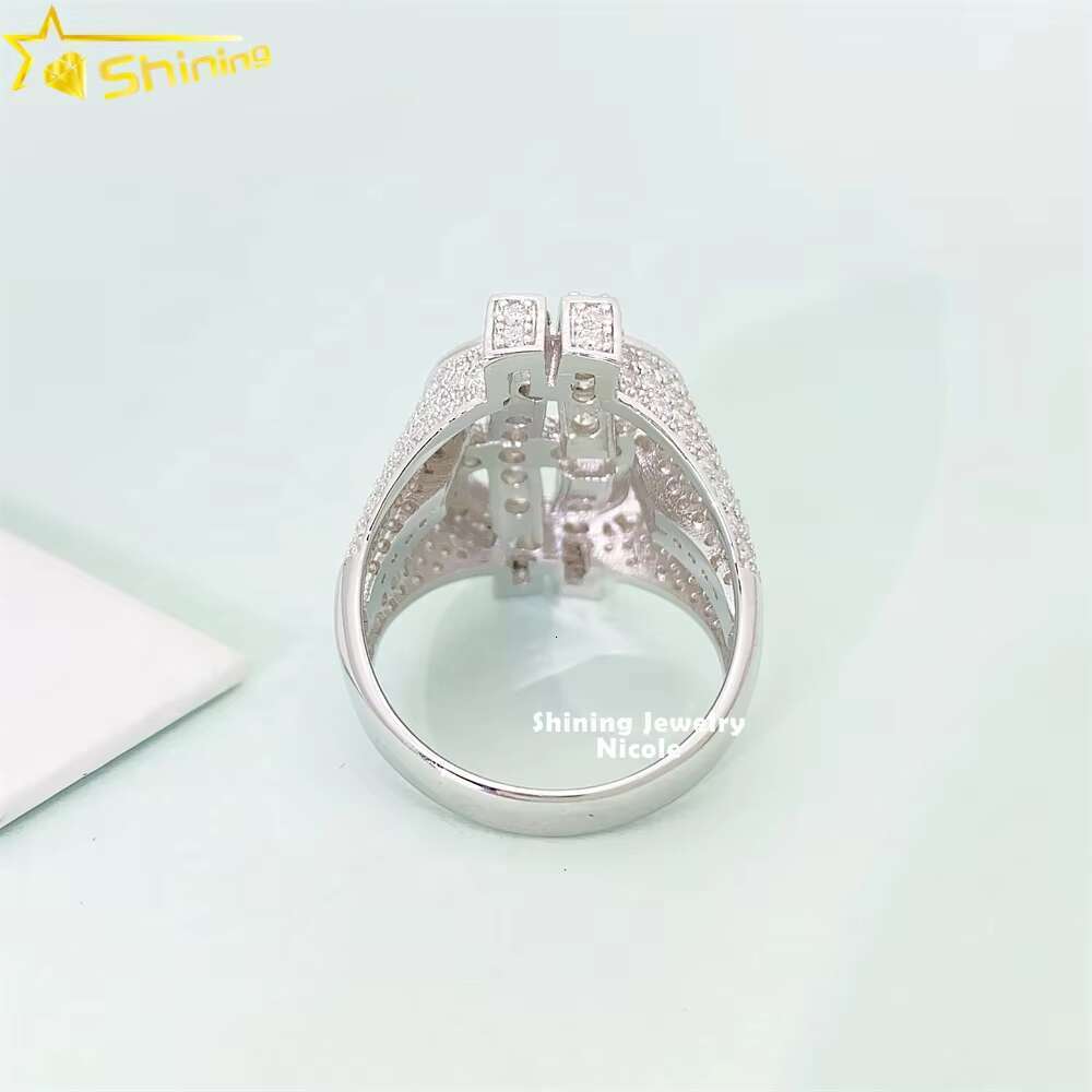 New Arrival High Quality GRA Certificate Dollar Custom S925 Silver Moissanite Ring Men VVS Hip Hop Ring