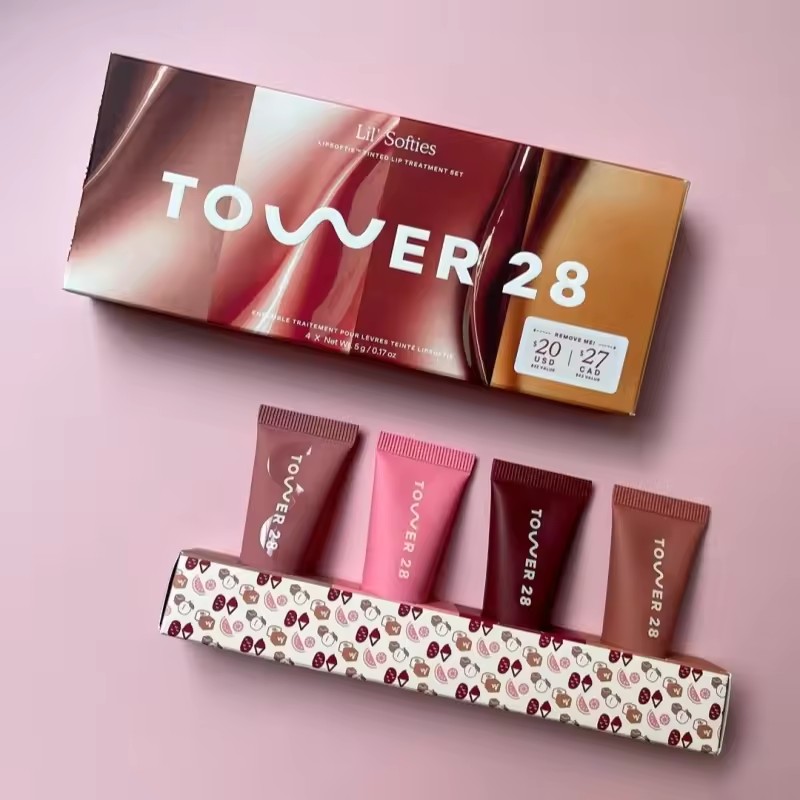 28 Beauty Tinted Moisturizing Set 4PCS Moisturizing Lip Glaze Makeup Lip Gloss Plumper Long Lasting Liquid Lipstick 5ml*4