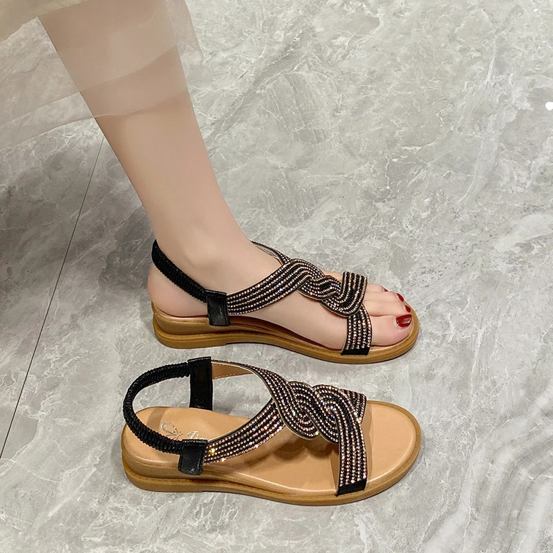 Summer Platform Sandals Women Fashion Casual Roman Shoes Female Solid Color Crystal Sandalias Mujer 251030