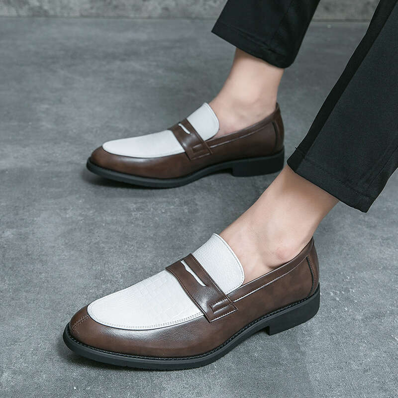 Men's shoes in plus size, new casual leather fashionable business dress shoes, trendy foot covers, and loafers