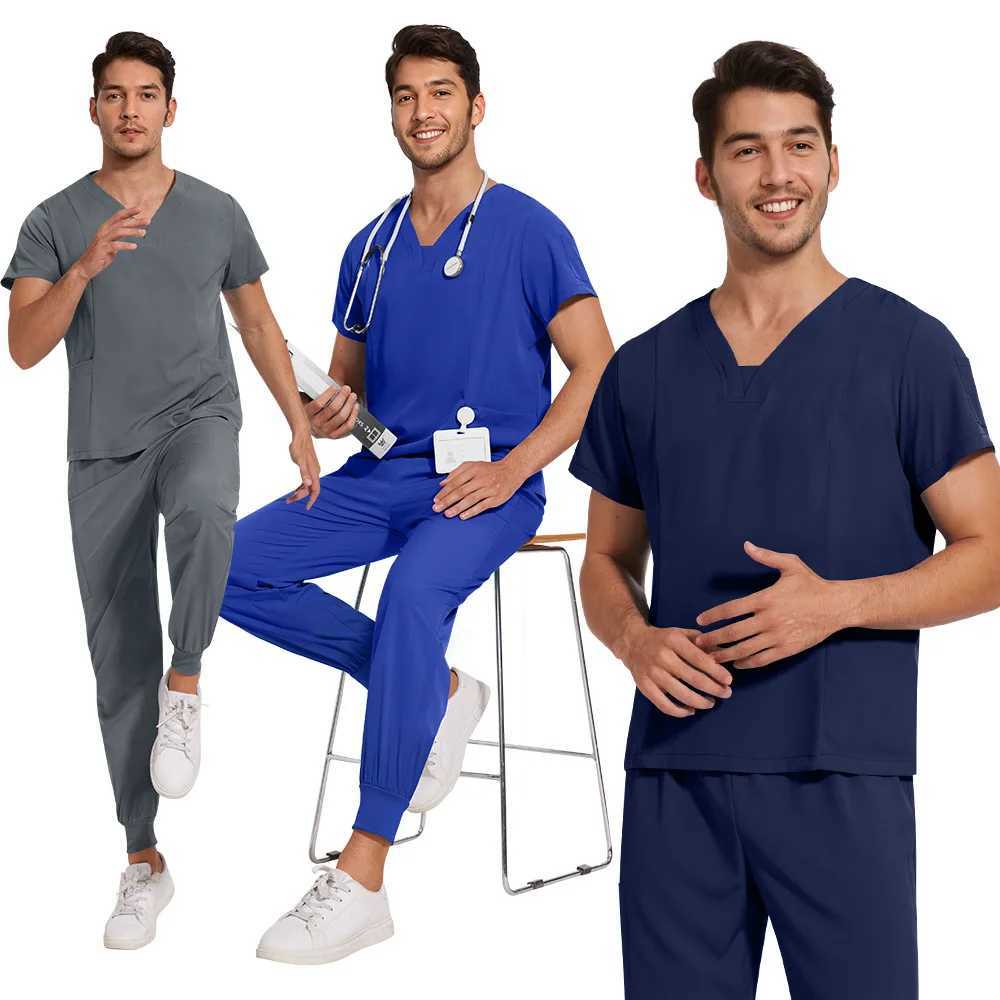 Men Medical Uniforms Women Scrubs Sets Hospital Surgical Gowns Tops Pant Nurses Accessories Dental Clinic Salon Spa Work Clothes J251103