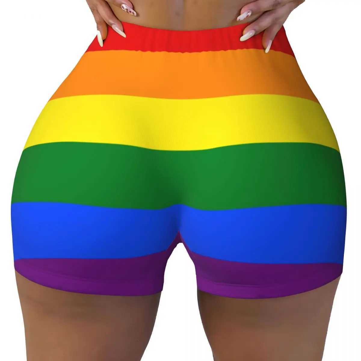 Customized gay pride LGBT rainbow flag gym volleyball bike shorts lesbian sports yoga shortsXJ250403