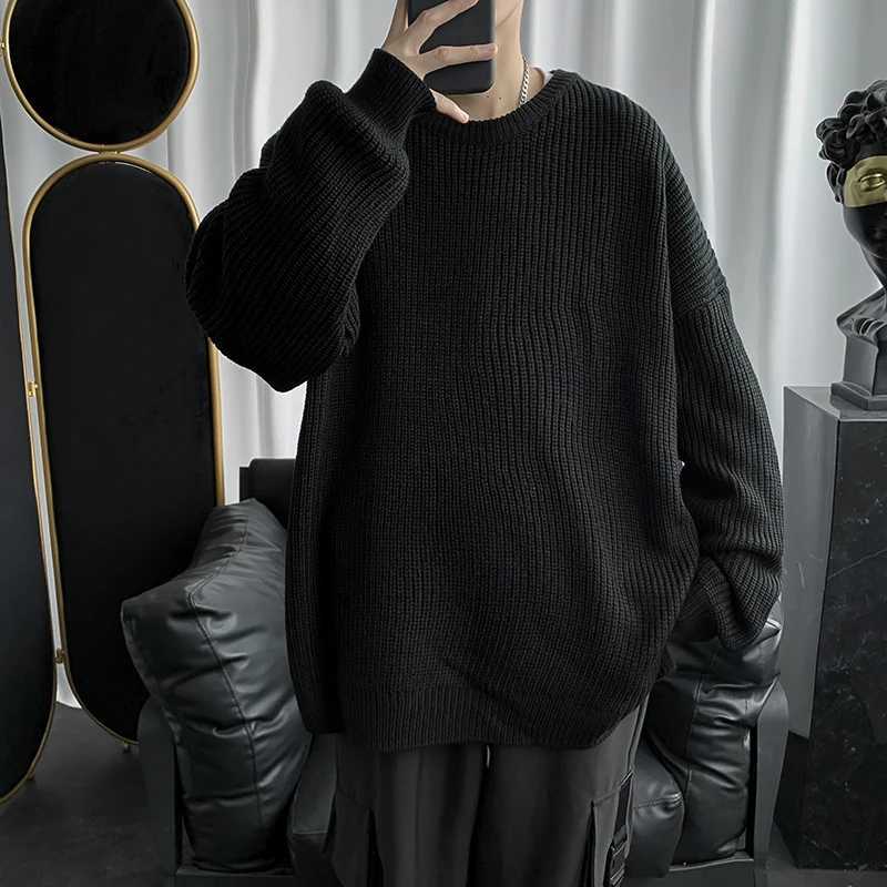 Men Korean Fashion Sweaters Solid Color Oversized Sweater Men Long Sleeve Shirts Autumn Winter Clothing Men Streetwear PulloversT251103