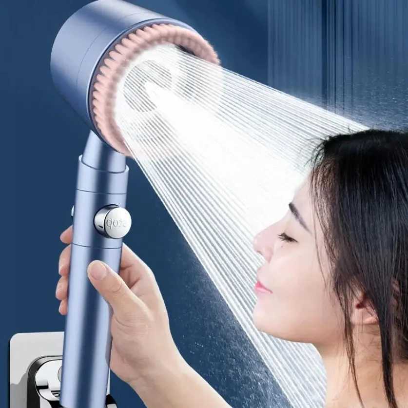 5 Modes High Pressure Filter Shower with Massage B Large Flow Onekey Stop Bathro Shower with Hose and Holder Y251103