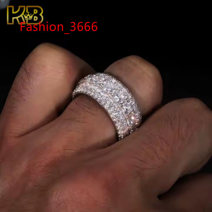 Moissanite Ring for Men 925 Sterling Silver Diamond Cut Wedding Band VVS Sparkling Hip Hop Jewelry Engagement Promise Bling Gift