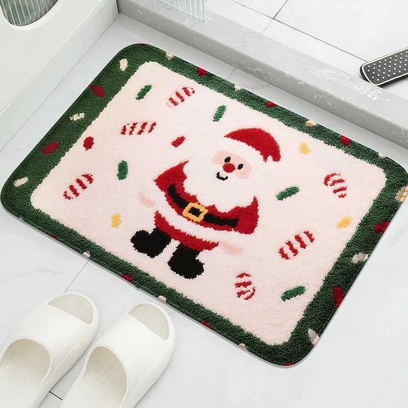 Santa Claus pattern floor mat toilet water absorbing floor mat decorative mat bedroom door mat soft and comfortable C251103