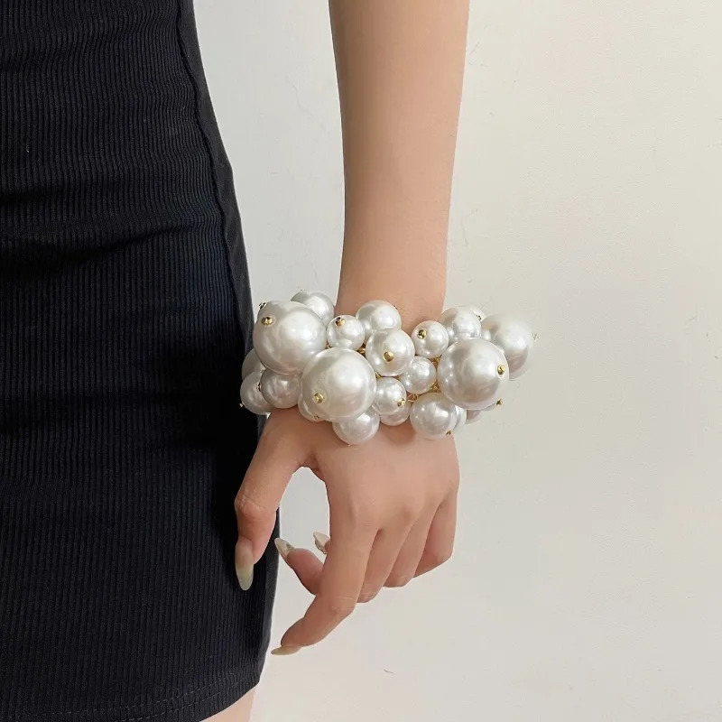 Draweye Hyperbole Pearls Cuff Bangles Jewelry Vintage Exquisite Irregular Bracelets for Women Fashion Elegant Pulseras Mujer 251131ww