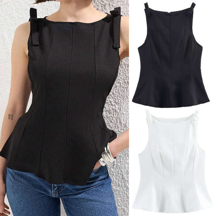 Foreign Trade Wholesale European And American Women's Fashion New French Short Skirt Style Hem Bow Decorated Top 9f0b 6981