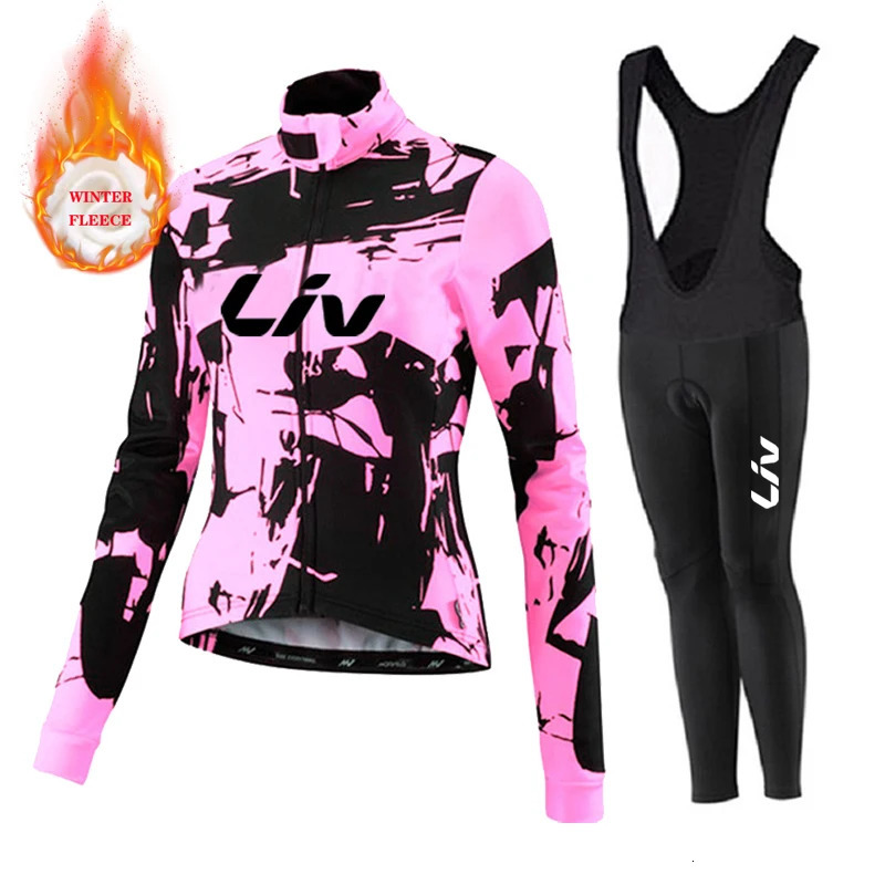 Liv Women Team Winter Fleece Long Sleeve Cycling Jersey Set Mountian Bicycle Clothes Wear Ropa Ciclismo Racing Bike Jersey Suit 251103