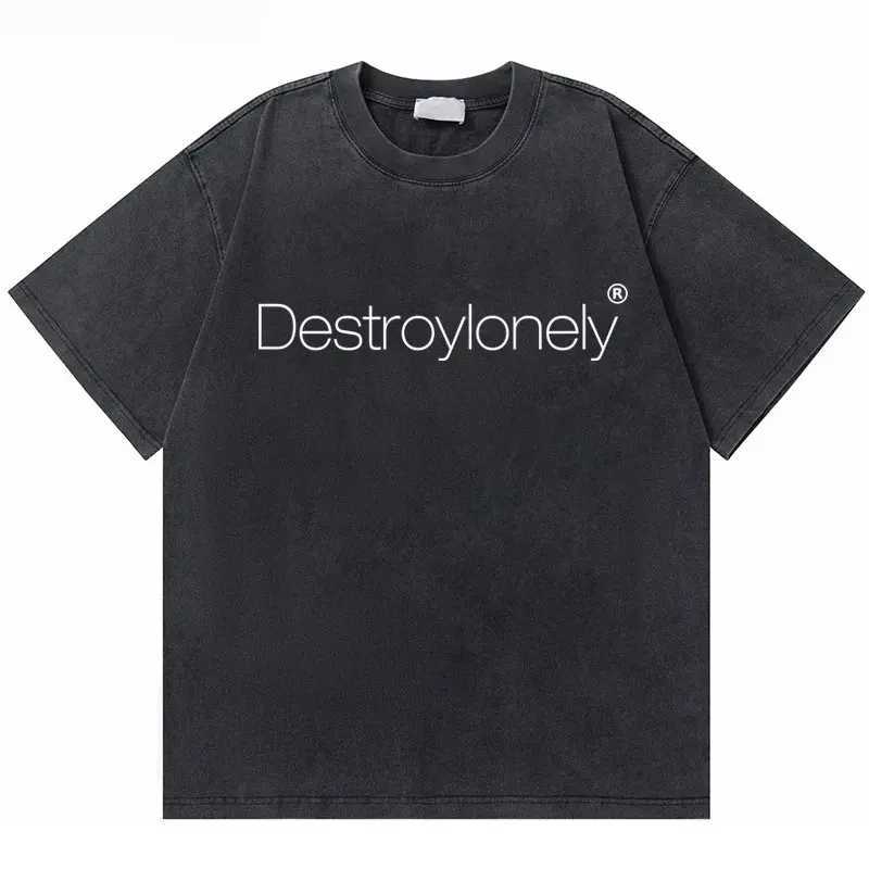 Hip Hop Washed Vintage Rapper Destroy Lonely No Stylist Tour Tshirt Rap Homixide Gang T-shirts Men Casual Oversized T Shirts X250403