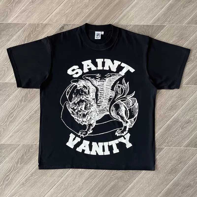Fashionable casual printed Saint T-shirt with loose round neck graphic t shirts X250403