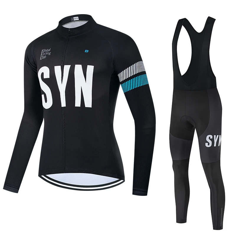 SYN Mens cycling suit set for autumn and winter road cycling jersey windproof and warm riding jacket riding bib 251103