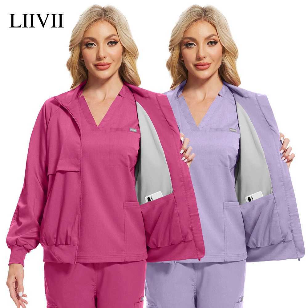 Surgical Uniforms Coat Woman Men Nursing Long Sleeve Scrubs Jackets Medical Hospital Clothing Zipper Jacket Doctor Nursing Tops J251103