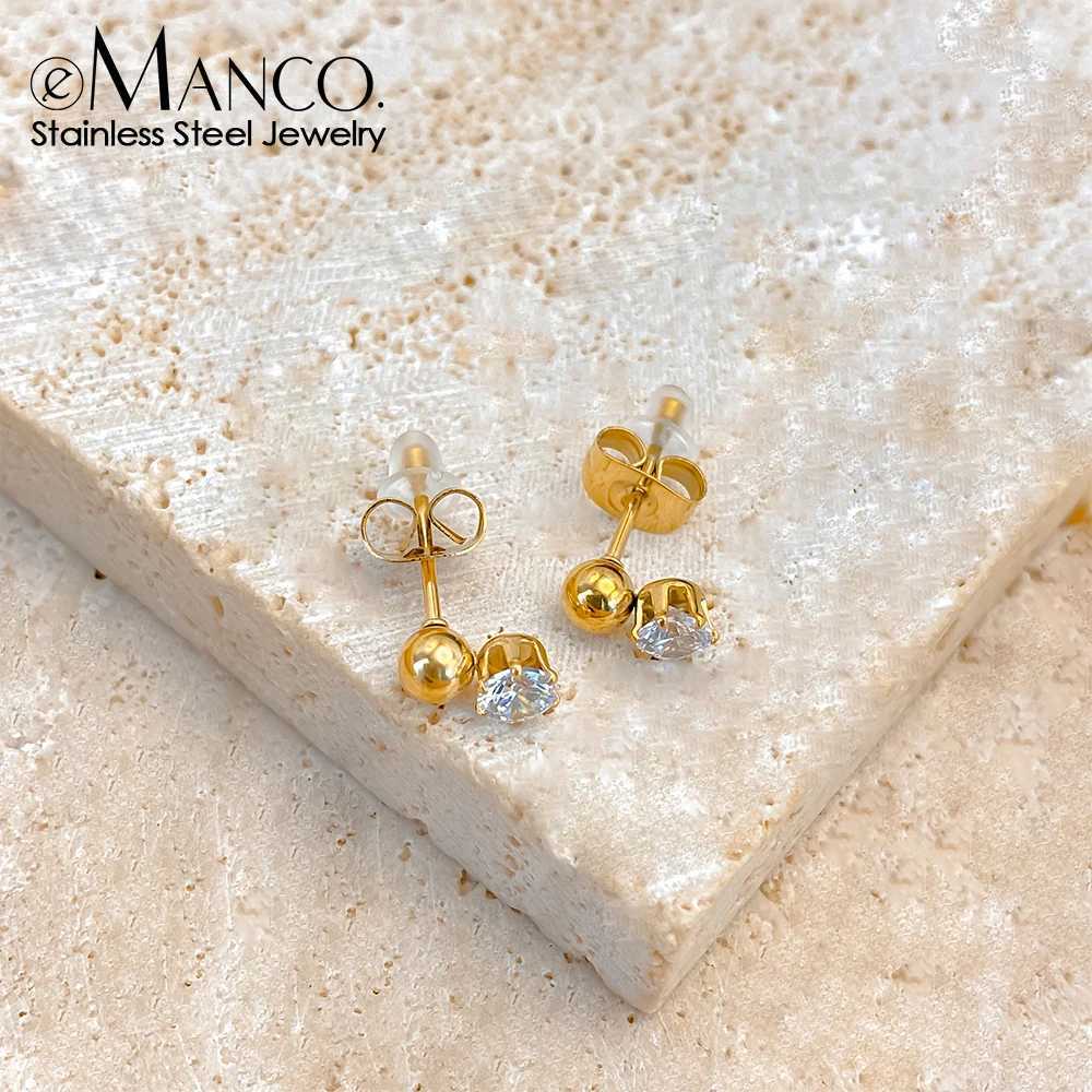 eManco New Fashion Round Stud Earrings for Women Hypoallergenic Screw Cartilage Helix Earring Girls Piercing Jewelry C251103