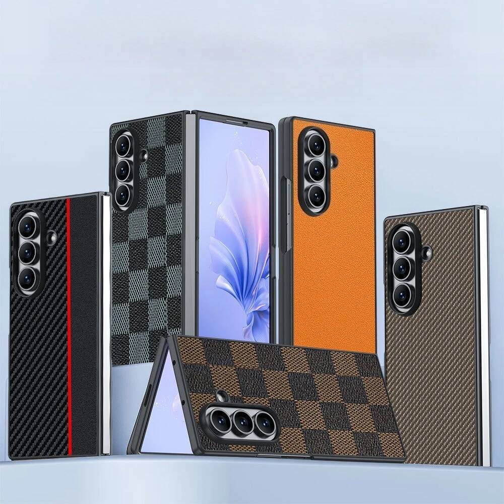 Luxury Busine Sle Checkered Lamb Leather Ultra Thin Phone Case for Samsung Galaxy Z Fold 7 6 5 4 3 2 Skin Feel Protection Cover