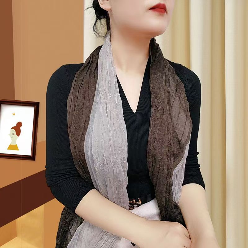 T409 breathable cotton and linen sunscreen scarf shawl with skirt to wear outside new style western temperament neck protection summer thin scarf