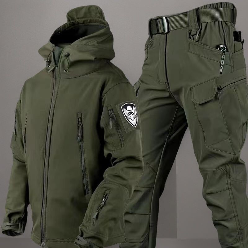 Pdd//camouflage suit new waterproof training tactical soft shell fish skin military fan outdoor installation windproof clothing - Res250228