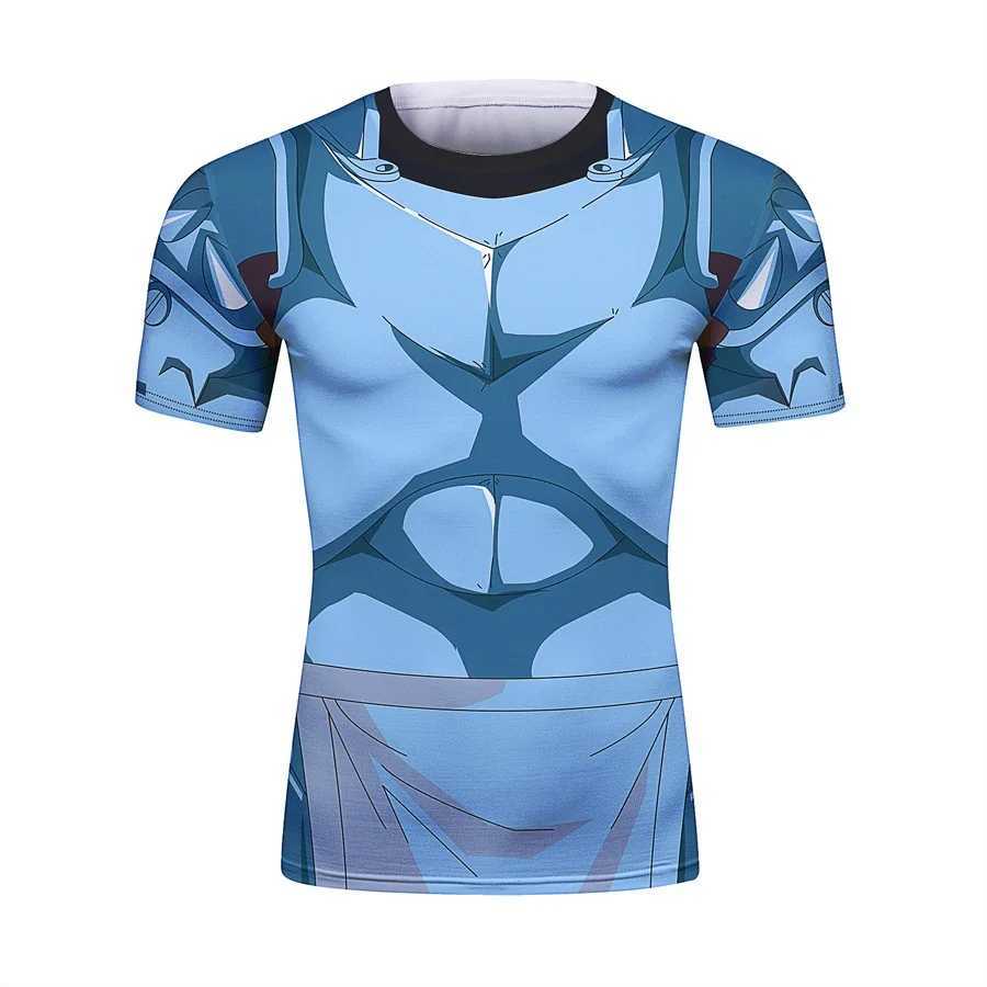 2025 3D printed plus size T-shirt mens compression role-playing Vegeta clothing sports fast drying breathable fitness outdoor running W250402