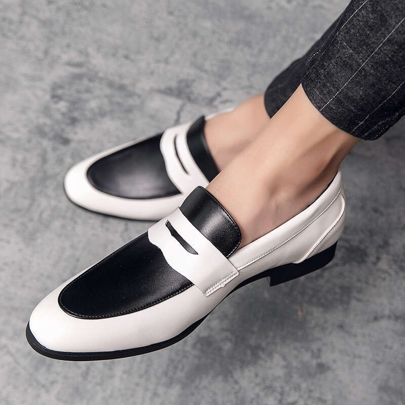 Spring and Autumn New Men's Foot Set Casual Fashion Trend Color blocked Youth Business Large Leather Shoes