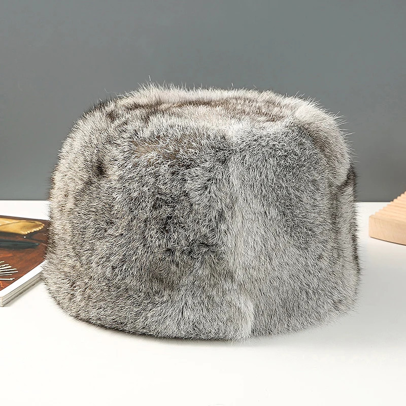 Winter Outdoor Man Rabbit Fur Hat Natural Warm Rabbit Fur Bomber Hats Male Quality 100 Genuine Rabbit Fur Caps 251103